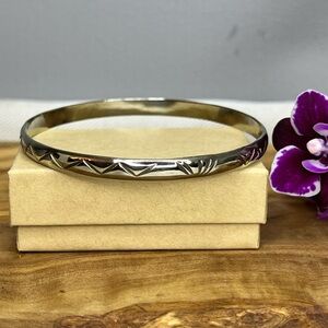 TAXCO Bangle Bracelet 925 Sterling Silver Engraved Geometric Bangle Mexico